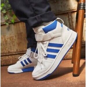 adidas | Shoes | Adidas Post Move White And Blue Retro Hightop Sneakers |  Poshmark